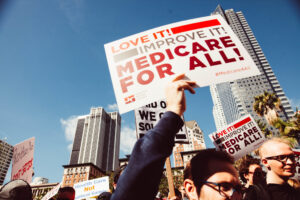 Medicare for all: Image from a protest in Los Angeles