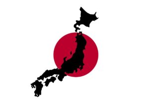 Economic vitality: An image of the of Japan superimposed on a red circle