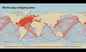 Cost of shipping: Chart shows map of the worlds global shipping lanes