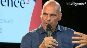 Saving capitalism: A picture of economist Yanis Varoufakis during a discussion he had with Gillian Tett