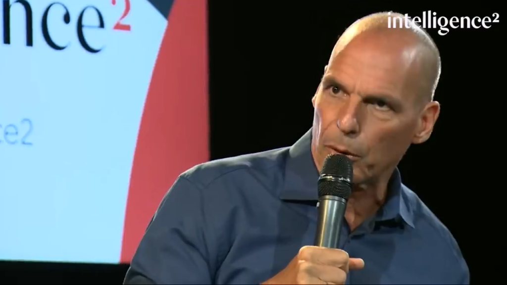 Saving capitalism: An image of Yanis Varoufakis during a discussion/debate about "Can capitalism be fixed"?