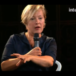 Saving capitalism: Image of Gillian Tett during a debate/discussion with Yani Varoufakis about "Can capitalism be fixed"?