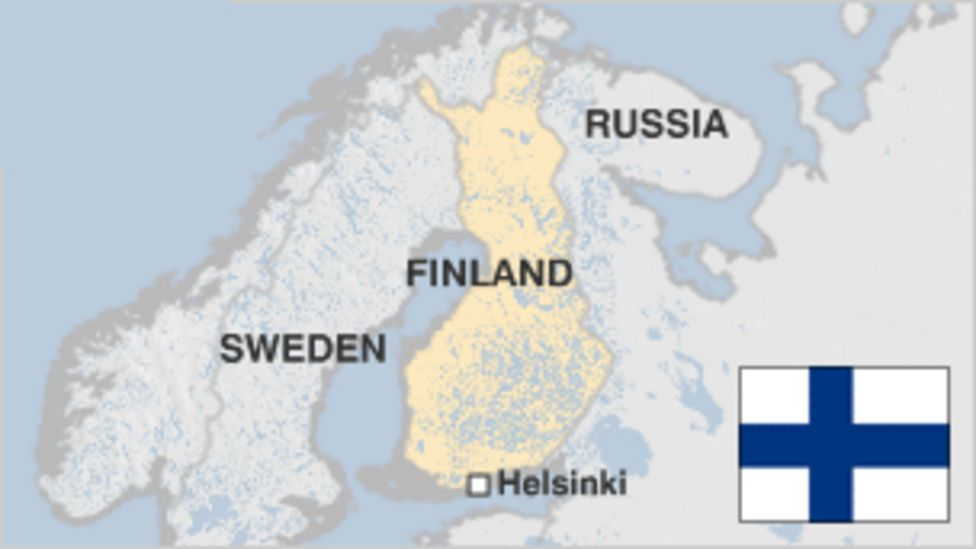Political development: An image of a map showing Finland with the Finnish flag in the lower right