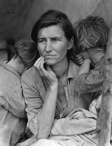 The famous image of the woman with two children taken during the great depression